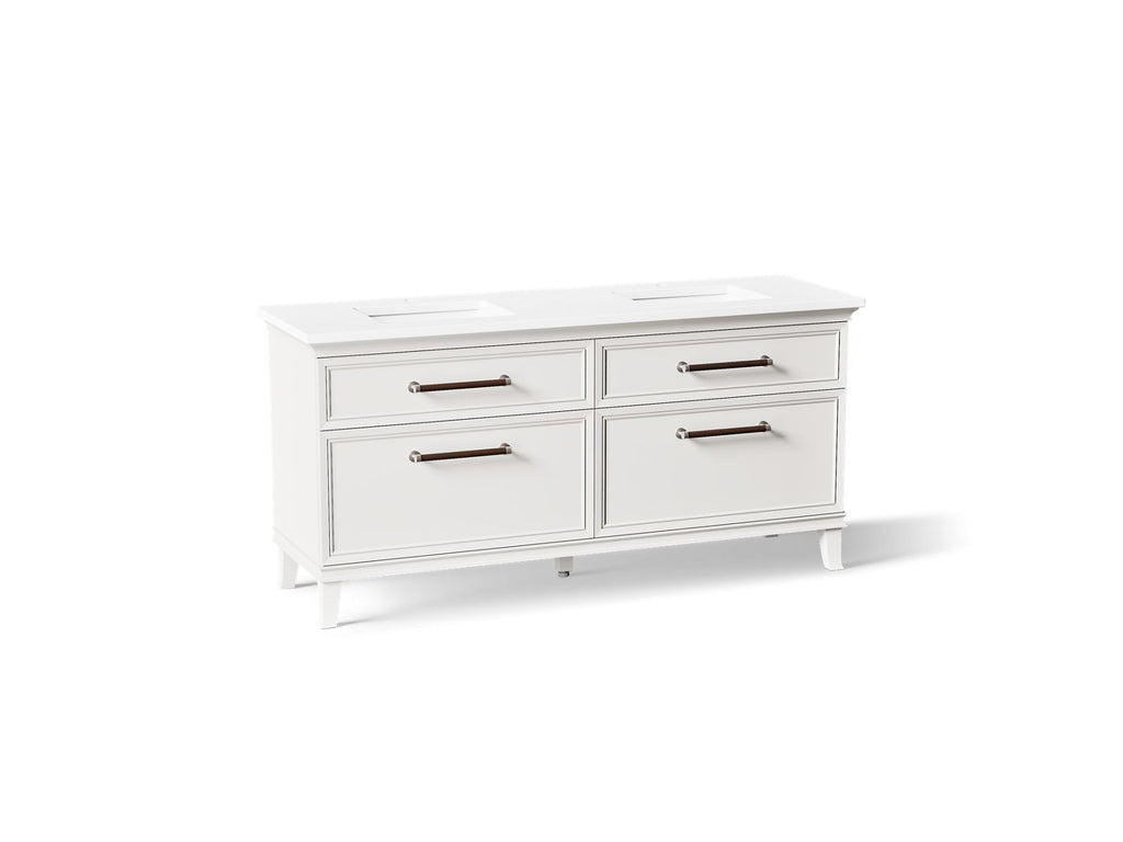 KOHLER K-CM29482-BD6-AWN Artifacts 72" Bathroom Vanity Cabinet With Sinks And Quartz Top - Linen White