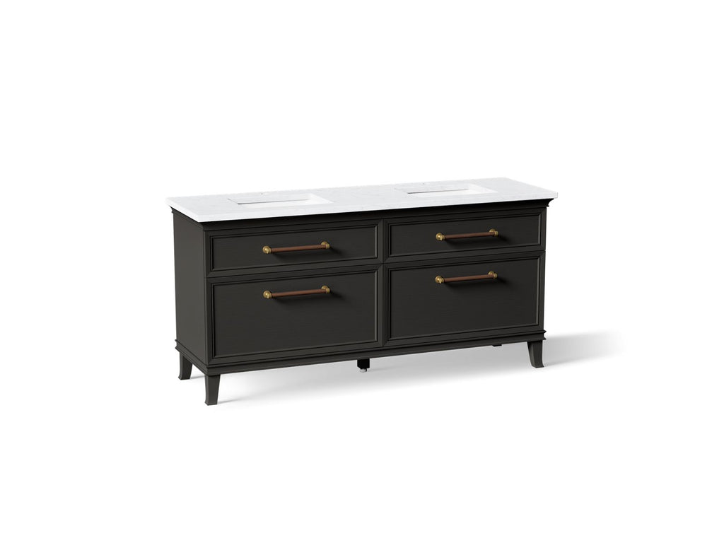 KOHLER K-CM29482-BD6-BTB Artifacts 72" Bathroom Vanity Cabinet With Sinks And Quartz Top - Carbon Oak