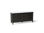 KOHLER K-CM29482-BD6-BTB Artifacts 72" Bathroom Vanity Cabinet With Sinks And Quartz Top - Carbon Oak