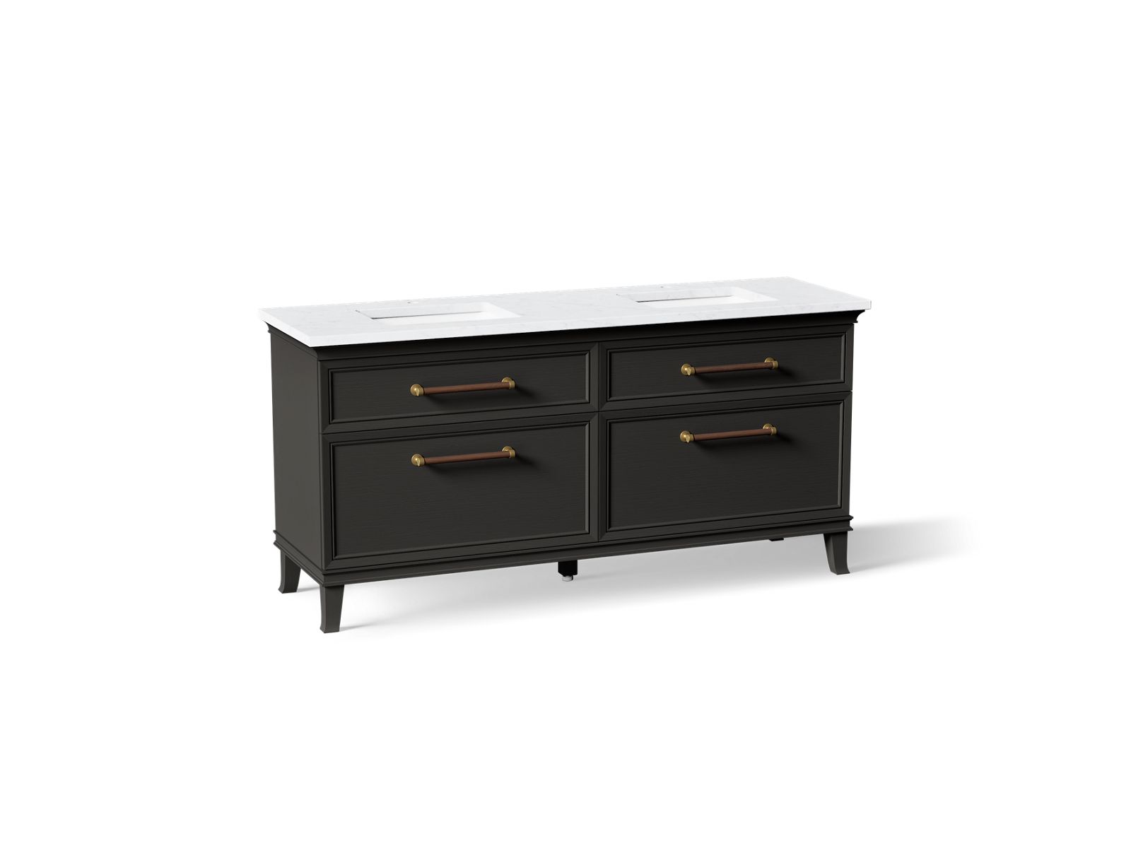 KOHLER K-CM29482-BD6-BTB Artifacts 72" bathroom vanity cabinet with sinks and quartz top - Carbon Oak