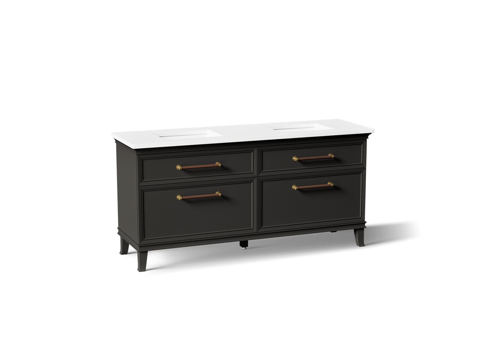 KOHLER K-CM29482-BD6-BWB Artifacts 72" bathroom vanity cabinet with sinks and quartz top - Carbon Oak