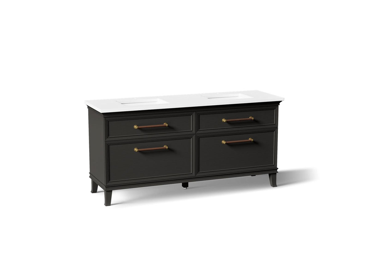 KOHLER K-CM29482-BD6-BWB Artifacts 72" Bathroom Vanity Cabinet With Sinks And Quartz Top - Carbon Oak
