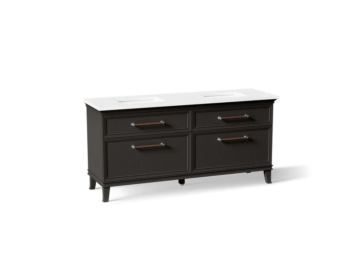 KOHLER K-CM29482-BD6-BWC Artifacts 72" Bathroom Vanity Cabinet With Sinks And Quartz Top - Carbon Oak