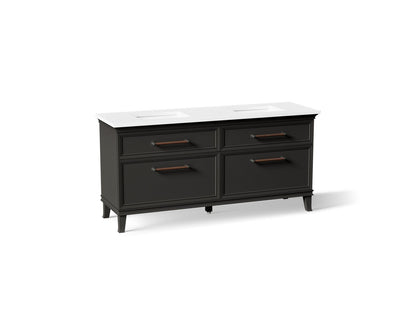 KOHLER K-CM29482-BD6-BWL Artifacts 72" bathroom vanity cabinet with sinks and quartz top - Carbon Oak
