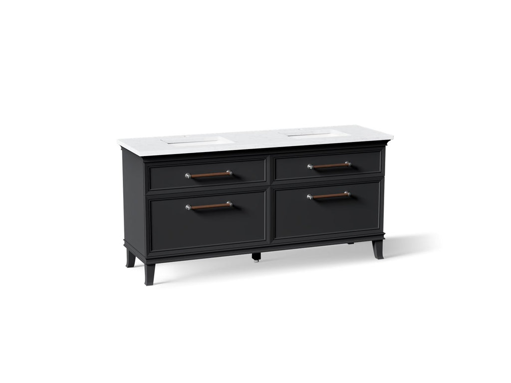 KOHLER K-CM29482-BD6-XTC Artifacts 72" Bathroom Vanity Cabinet With Sinks And Quartz Top - Slate Grey
