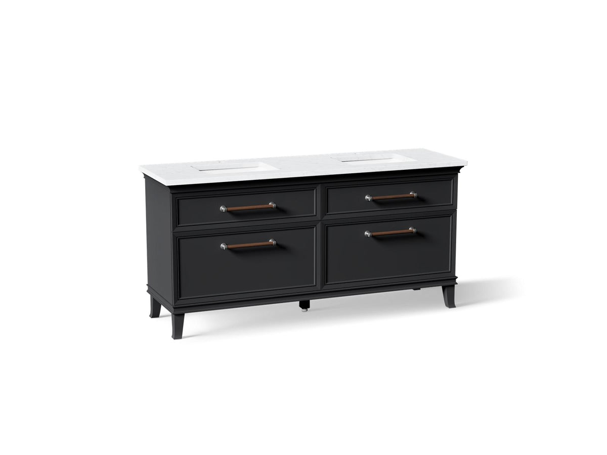 KOHLER K-CM29482-BD6-XTC Artifacts 72" Bathroom Vanity Cabinet With Sinks And Quartz Top - Slate Grey