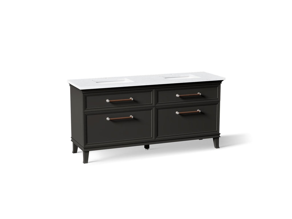 KOHLER K-CM29482-BD6-XTN Artifacts 72" Bathroom Vanity Cabinet With Sinks And Quartz Top - Slate Grey