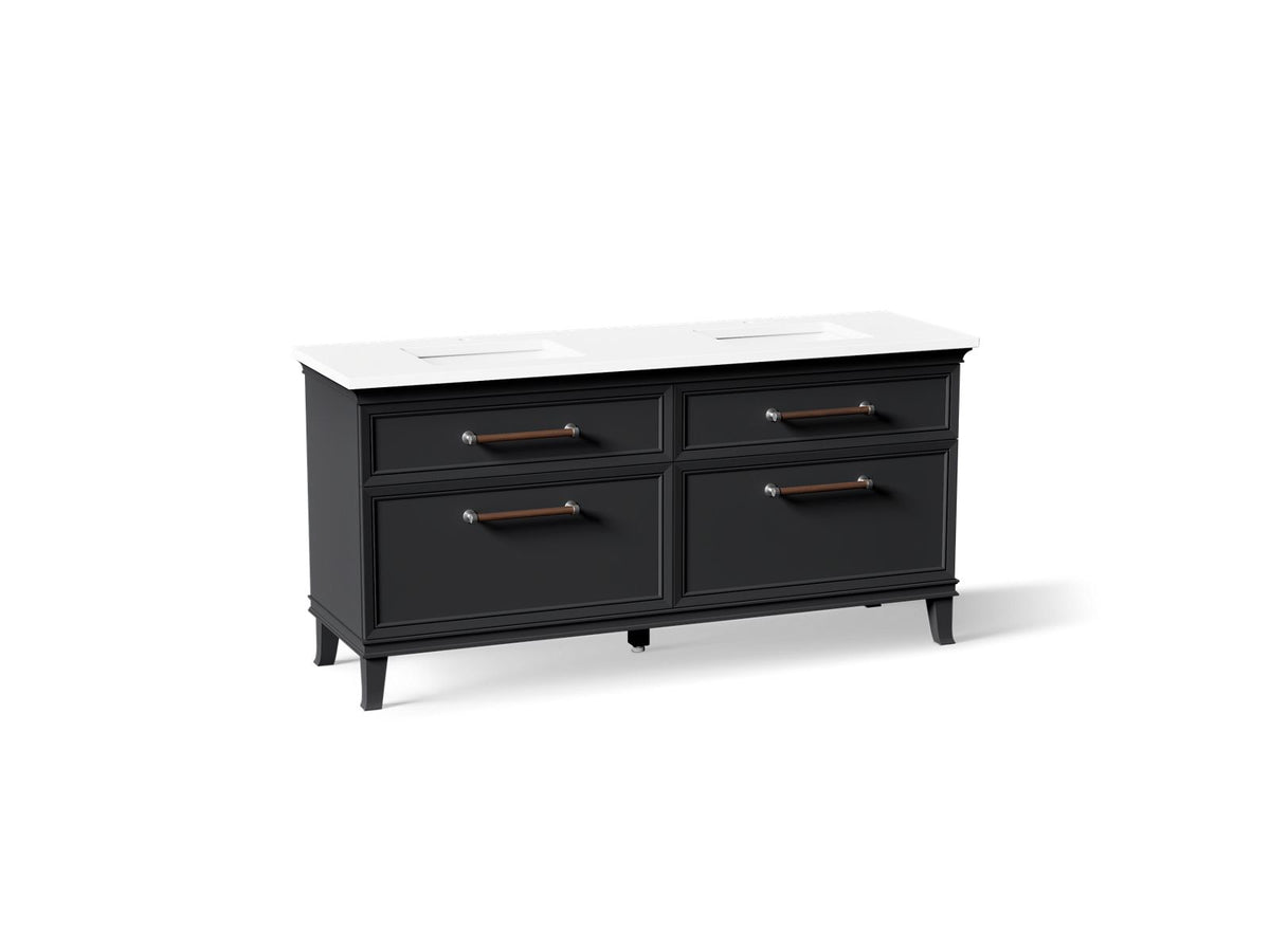 KOHLER K-CM29482-BD6-XWC Artifacts 72" Bathroom Vanity Cabinet With Sinks And Quartz Top - Slate Grey