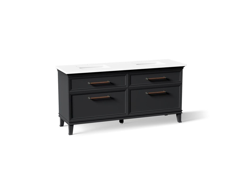 KOHLER K-CM29482-BD6-XWL Artifacts 72" Bathroom Vanity Cabinet With Sinks And Quartz Top - Slate Grey