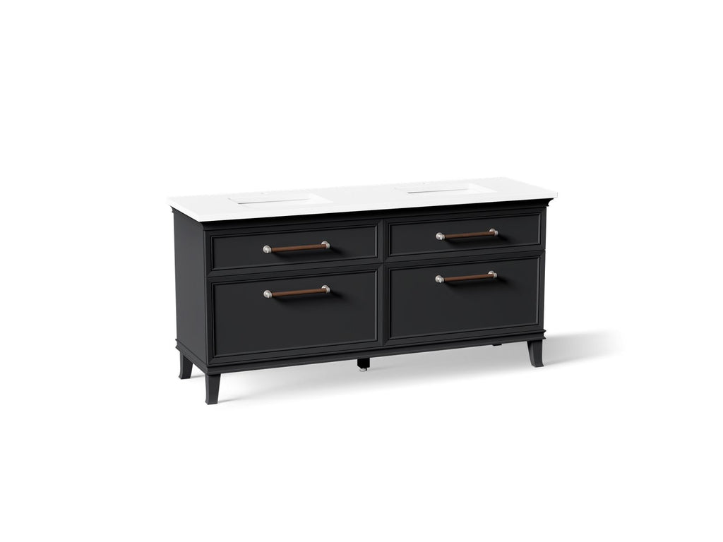 KOHLER K-CM29482-BD6-XWN Artifacts 72" Bathroom Vanity Cabinet With Sinks And Quartz Top - Slate Grey