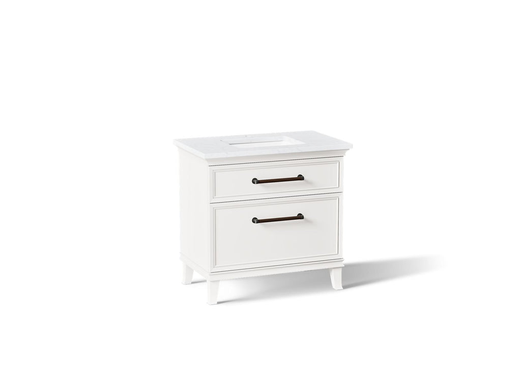 KOHLER K-CM33559-BD3-ATL Artifacts 36" Bathroom Vanity Cabinet With Sink And Quartz Top - Linen White