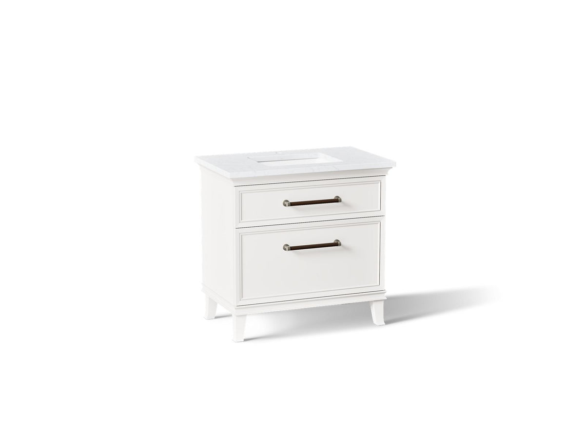 KOHLER K-CM33559-BD3-ATN Artifacts 36" Bathroom Vanity Cabinet With Sink And Quartz Top - Linen White
