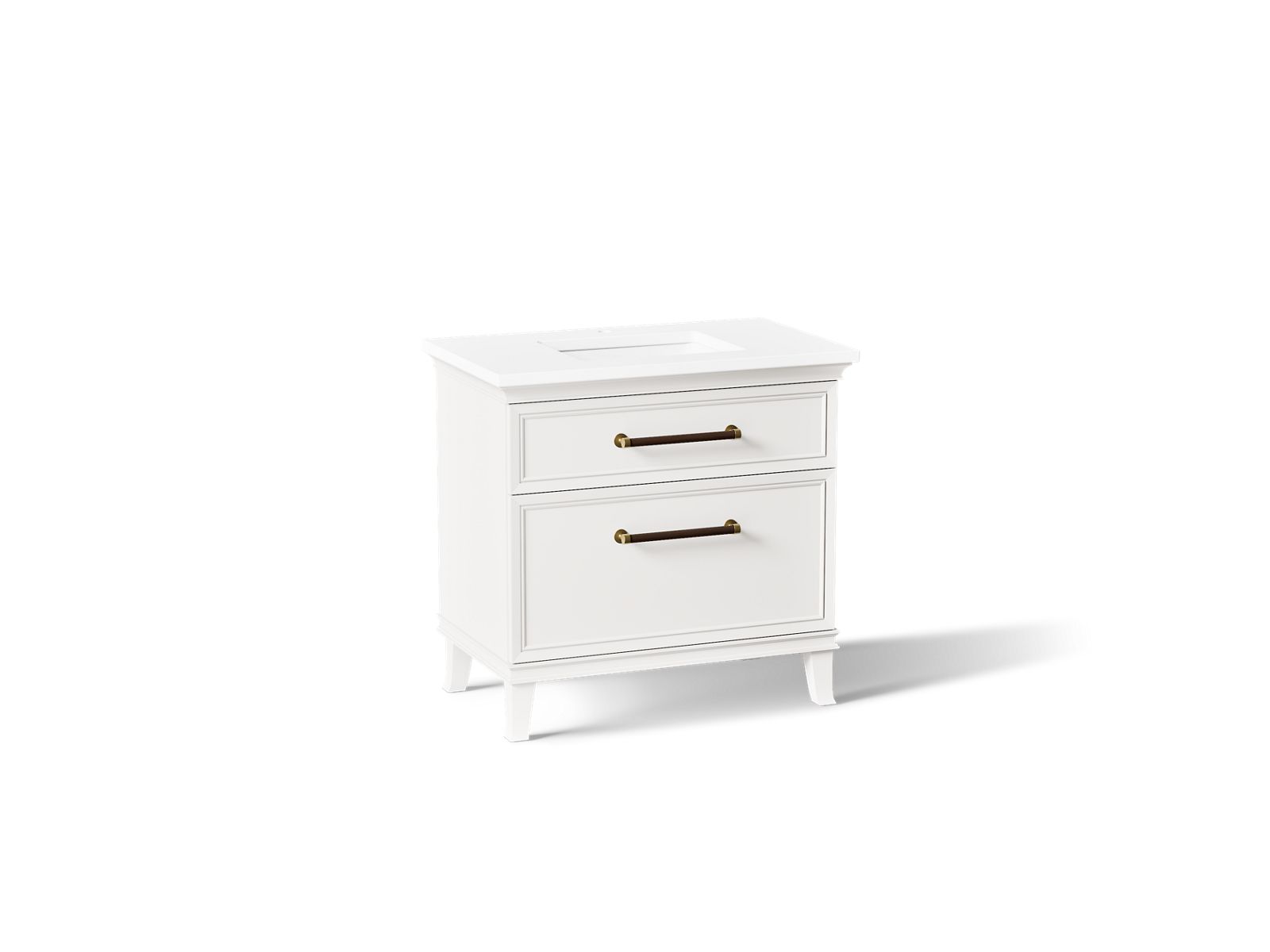 KOHLER K-CM33559-BD3-AWB Artifacts 36" bathroom vanity cabinet with sink and quartz top - Linen White