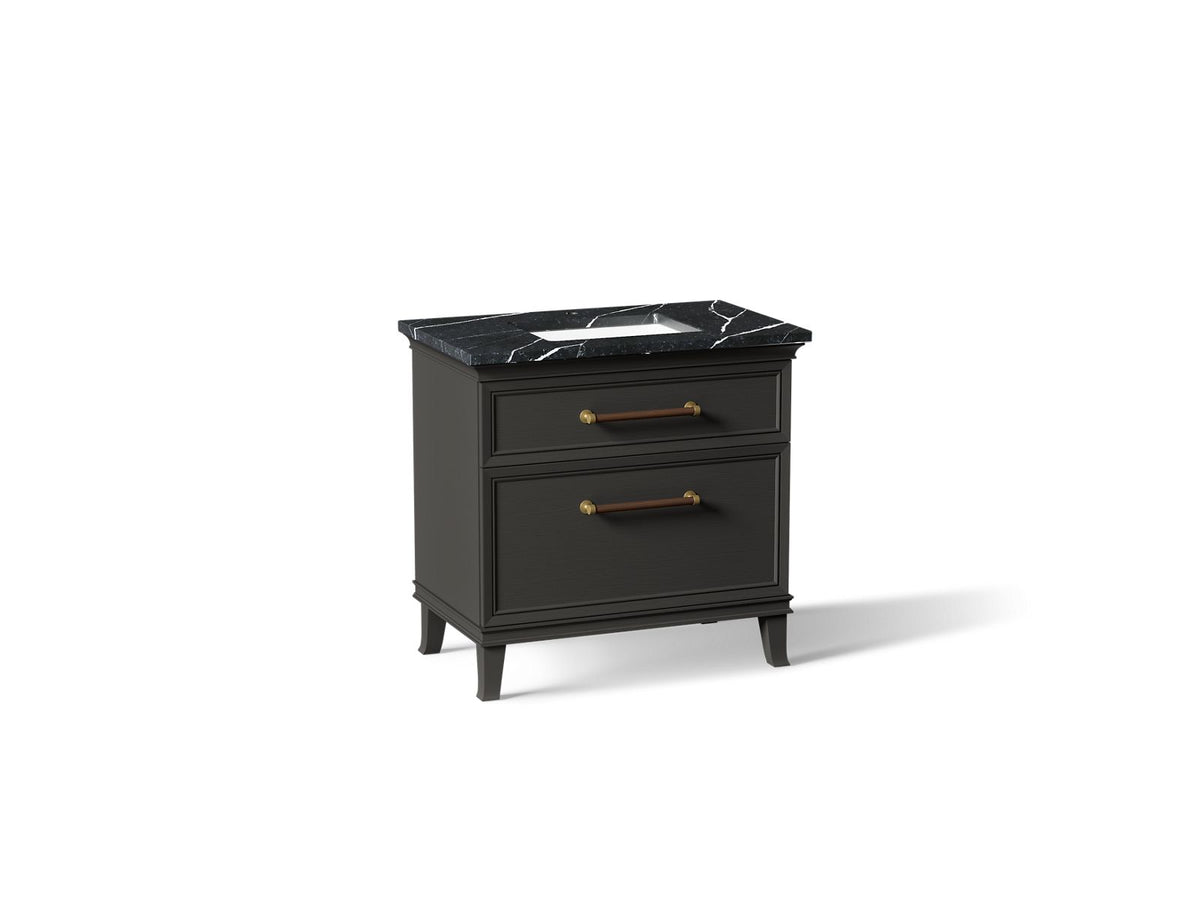 KOHLER K-CM33559-BD3-BEB Artifacts 36" Bathroom Vanity Cabinet With Sink And Quartz Top - Carbon Oak