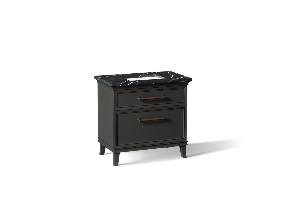 KOHLER K-CM33559-BD3-BEL Artifacts 36" Bathroom Vanity Cabinet With Sink And Quartz Top - Carbon Oak
