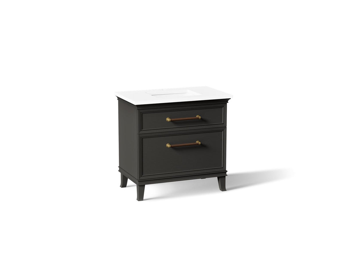 KOHLER K-CM33559-BD3-BWB Artifacts 36" Bathroom Vanity Cabinet With Sink And Quartz Top - Carbon Oak