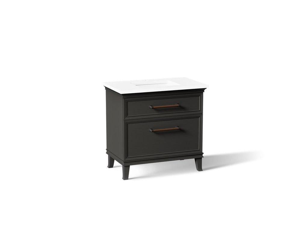 KOHLER K-CM33559-BD3-BWL Artifacts 36" Bathroom Vanity Cabinet With Sink And Quartz Top - Carbon Oak