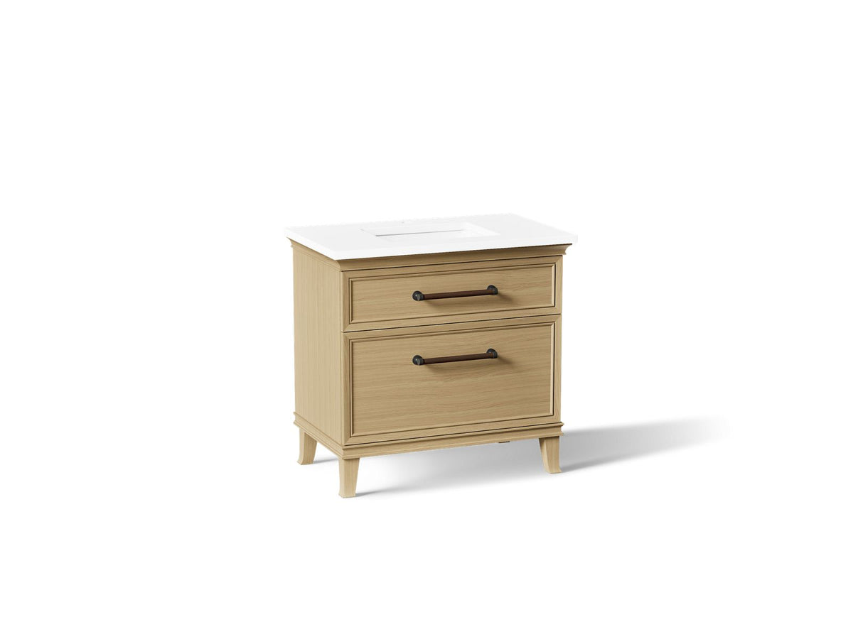 KOHLER K-CM33559-BD3-KWL Artifacts 36" Bathroom Vanity Cabinet With Sink And Quartz Top - Light Oak
