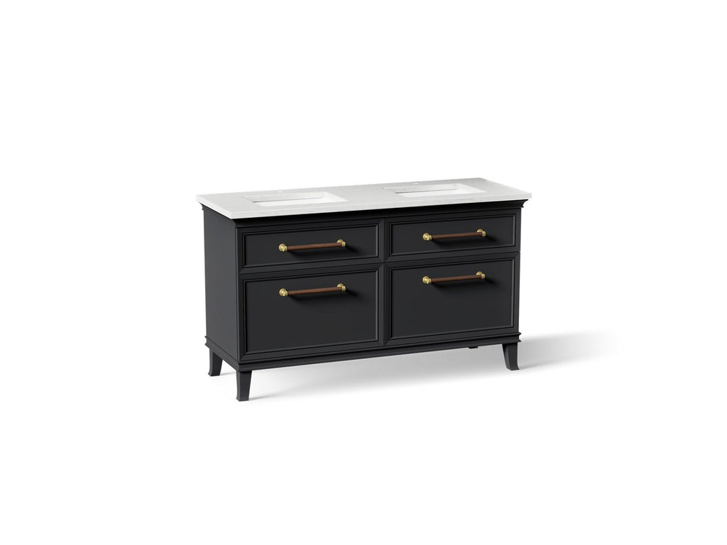 KOHLER K-CM33560-BD1-1WX Artifacts 60" Bathroom Vanity Cabinet With Sinks And Quartz Top - Slate Grey
