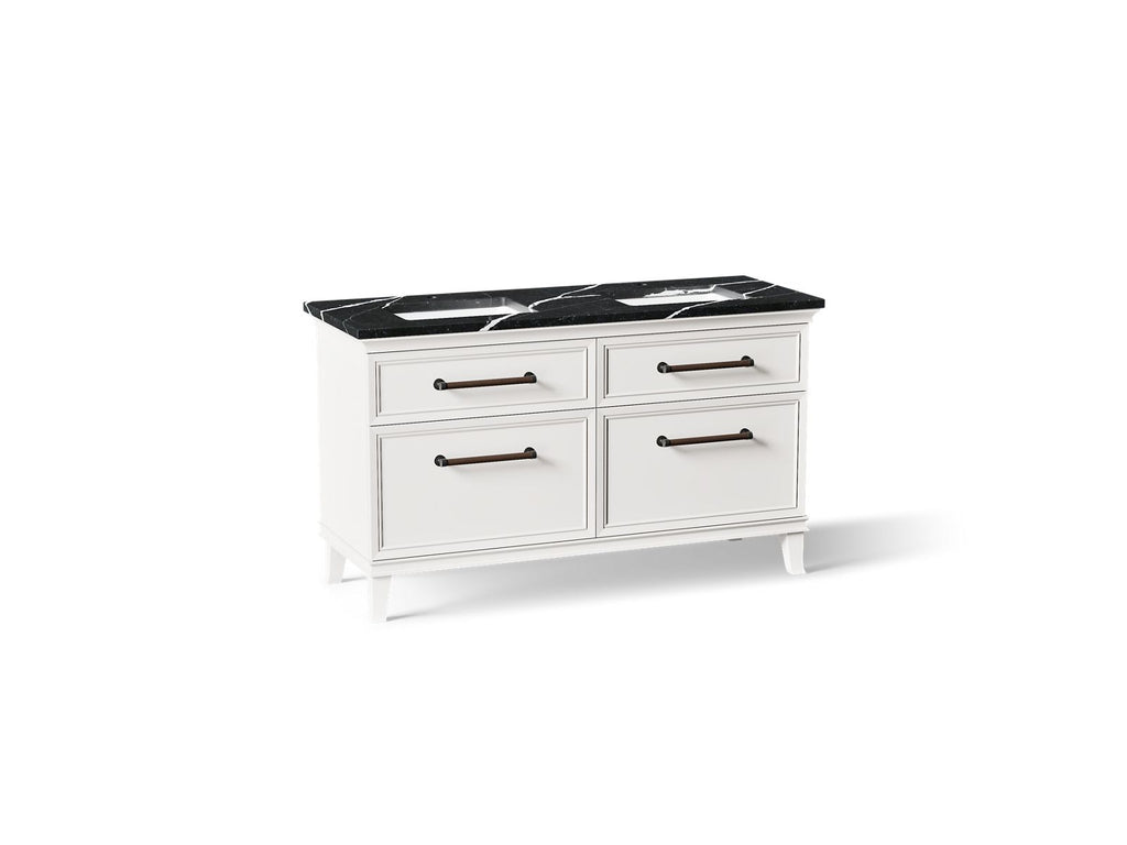 KOHLER K-CM33560-BD5-AEL Artifacts 60" Bathroom Vanity Cabinet With Sinks And Quartz Top - Linen White