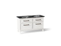 KOHLER K-CM33560-BD5-AEL Artifacts 60" Bathroom Vanity Cabinet With Sinks And Quartz Top - Linen White
