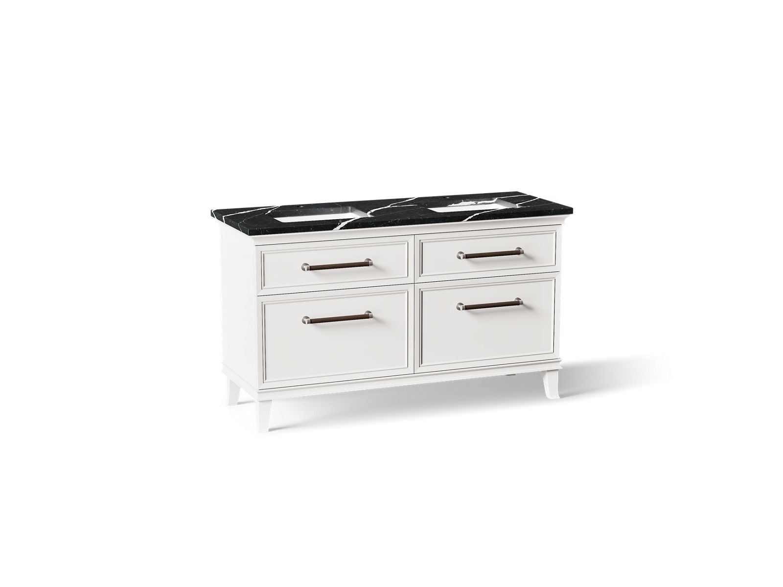 KOHLER K-CM33560-BD5-AEN Artifacts 60" Bathroom Vanity Cabinet With Sinks And Quartz Top - Linen White