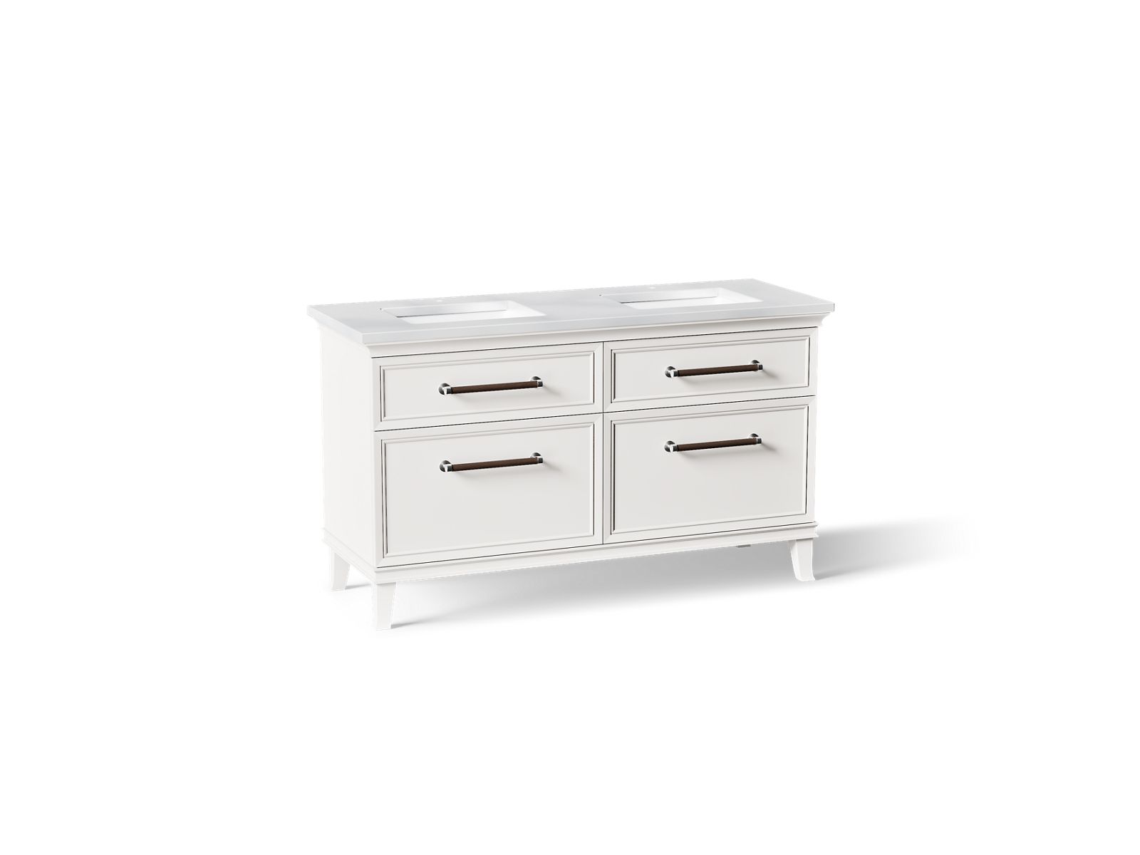 KOHLER K-CM33560-BD5-ATC Artifacts 60" Bathroom Vanity Cabinet With Sinks And Quartz Top - Linen White