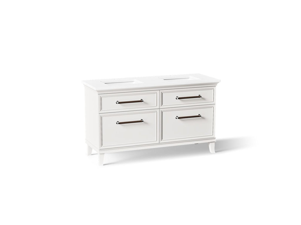 KOHLER K-CM33560-BD5-AWC Artifacts 60" Bathroom Vanity Cabinet With Sinks And Quartz Top - Linen White