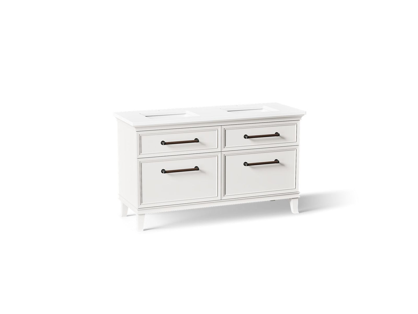 KOHLER K-CM33560-BD5-AWL Artifacts 60" bathroom vanity cabinet with sinks and quartz top - Linen White