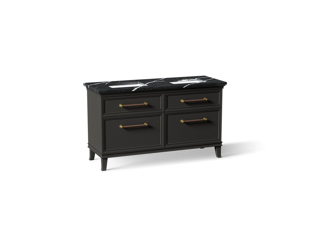 KOHLER K-CM33560-BD5-BEB Artifacts 60" Bathroom Vanity Cabinet With Sinks And Quartz Top - Carbon Oak