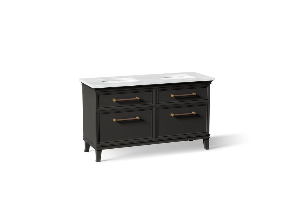 KOHLER K-CM33560-BD5-BTB Artifacts 60" Bathroom Vanity Cabinet With Sinks And Quartz Top - Carbon Oak