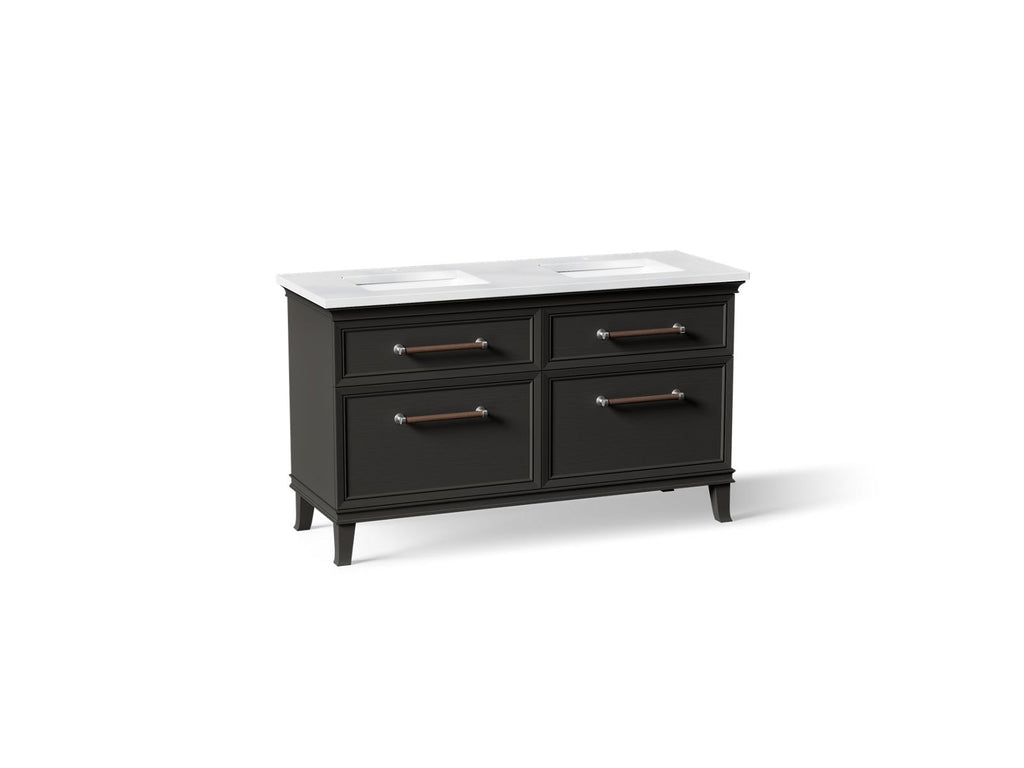 KOHLER K-CM33560-BD5-BTC Artifacts 60" Bathroom Vanity Cabinet With Sinks And Quartz Top - Carbon Oak