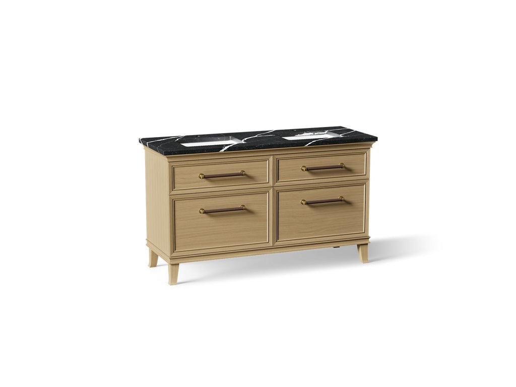 KOHLER K-CM33560-BD5-KMB Artifacts 60" Bathroom Vanity Cabinet With Sinks And Quartz Top - Light Oak