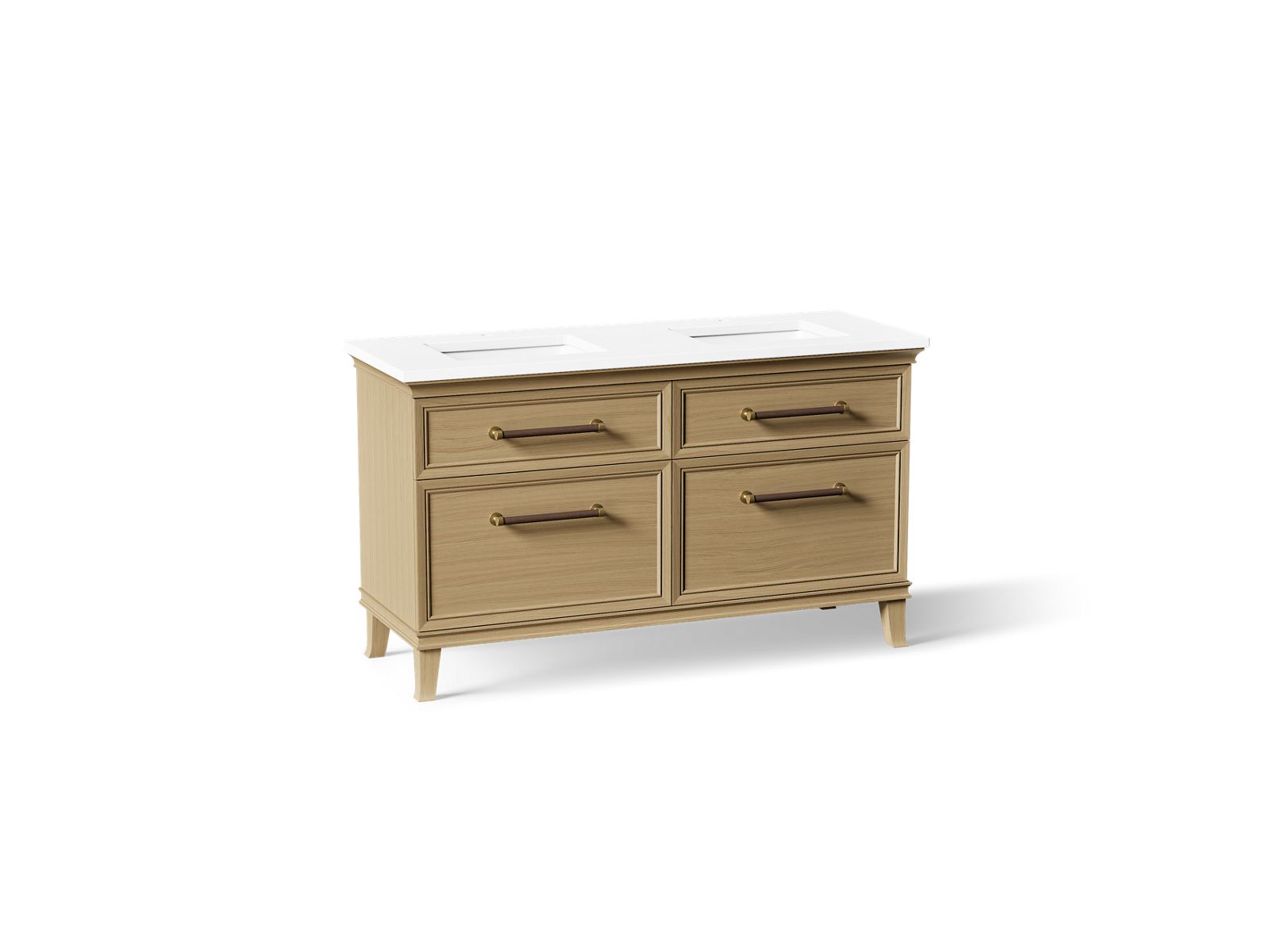 KOHLER K-CM33560-BD5-KWB Artifacts 60" Bathroom Vanity Cabinet With Sinks And Quartz Top - Light Oak