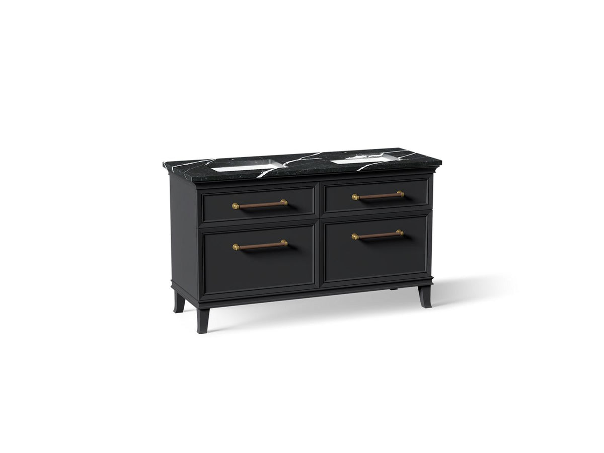 KOHLER K-CM33560-BD5-XEB Artifacts 60" Bathroom Vanity Cabinet With Sinks And Quartz Top - Slate Grey