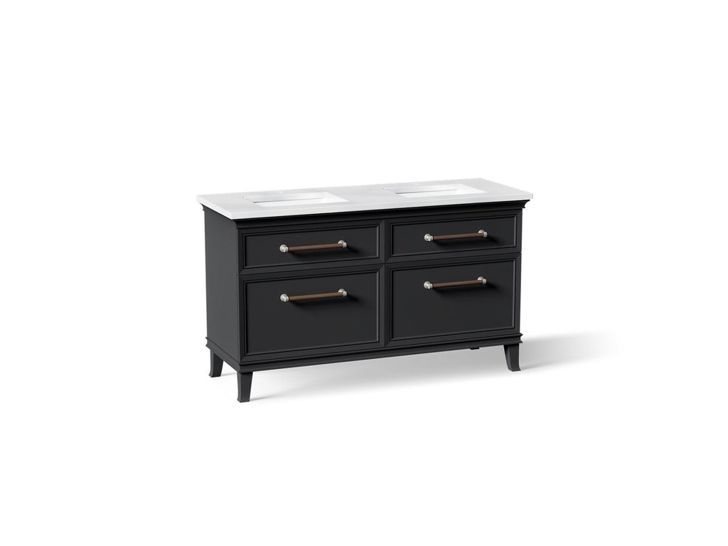 KOHLER K-CM33560-BD5-XTN Artifacts 60" Bathroom Vanity Cabinet With Sinks And Quartz Top - Slate Grey