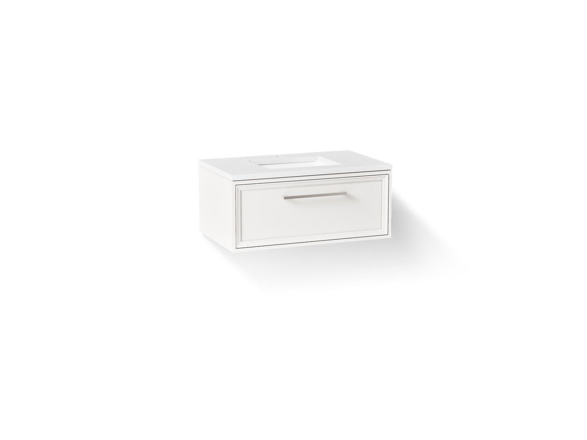 KOHLER K-CM33566-BD1-1WA Lodern 36" Wall-Hung Bathroom Vanity Cabinet With Sink And Quartz Top - Linen White