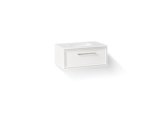 KOHLER K-CM33566-BD1-1WA Lodern 36" wall-hung bathroom vanity cabinet with sink and quartz top - Linen White