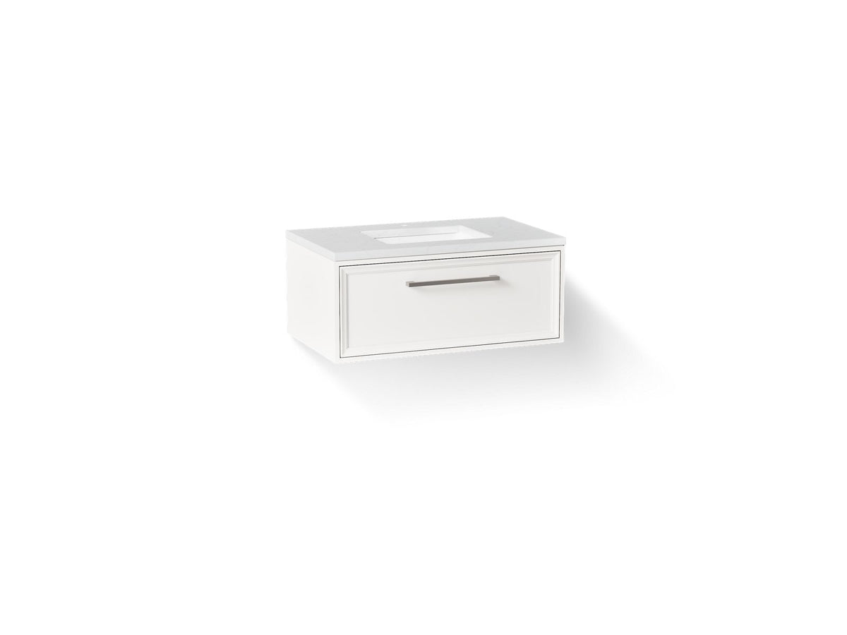 KOHLER K-CM33566-BD22-ATN Lodern 36" Wall-Hung Bathroom Vanity Cabinet With Sink And Quartz Top - Linen White