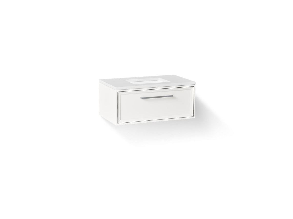 KOHLER K-CM33566-BD22-AWC Lodern 36" Wall-Hung Bathroom Vanity Cabinet With Sink And Quartz Top - Linen White