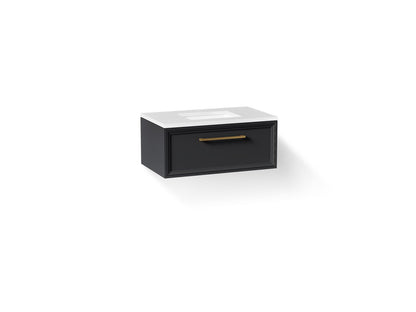 KOHLER K-CM33566-BD22-XTB Lodern 36" wall-hung bathroom vanity cabinet with sink and quartz top - Slate Grey