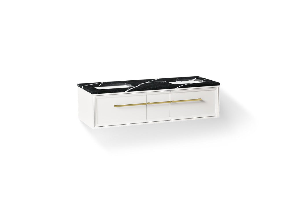 KOHLER K-CM33567-BD23-AEB Lodern 60" Wall-Hung Bathroom Vanity Cabinet With Sinks And Quartz Top - Linen White