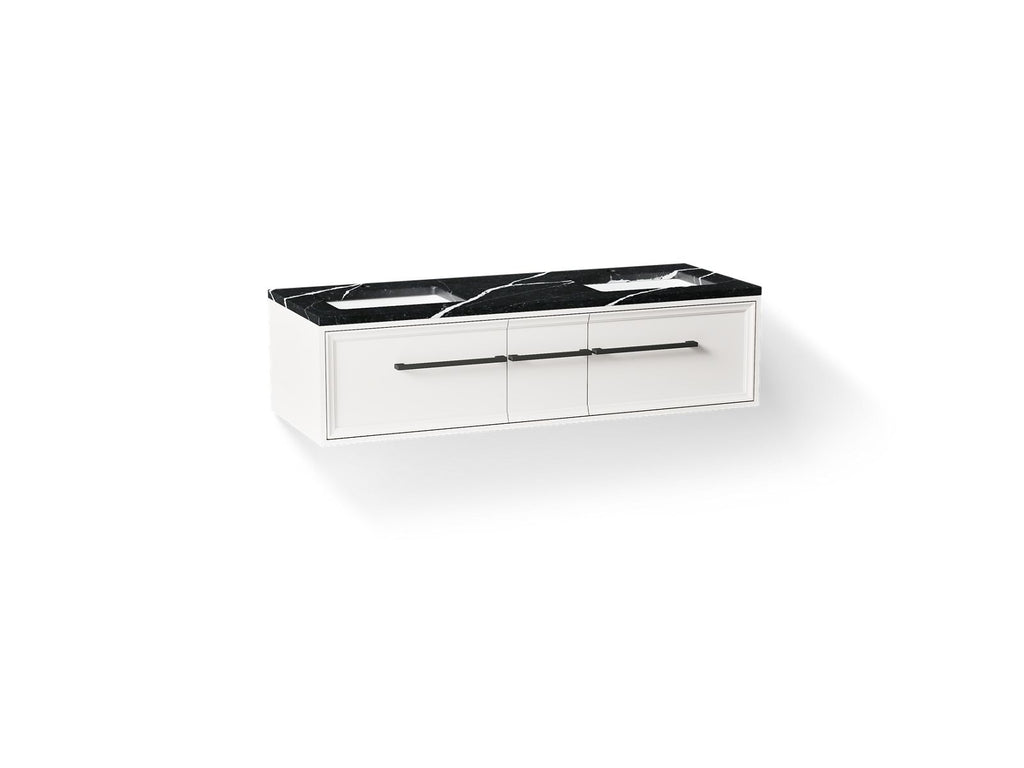 KOHLER K-CM33567-BD23-AEL Lodern 60" Wall-Hung Bathroom Vanity Cabinet With Sinks And Quartz Top - Linen White