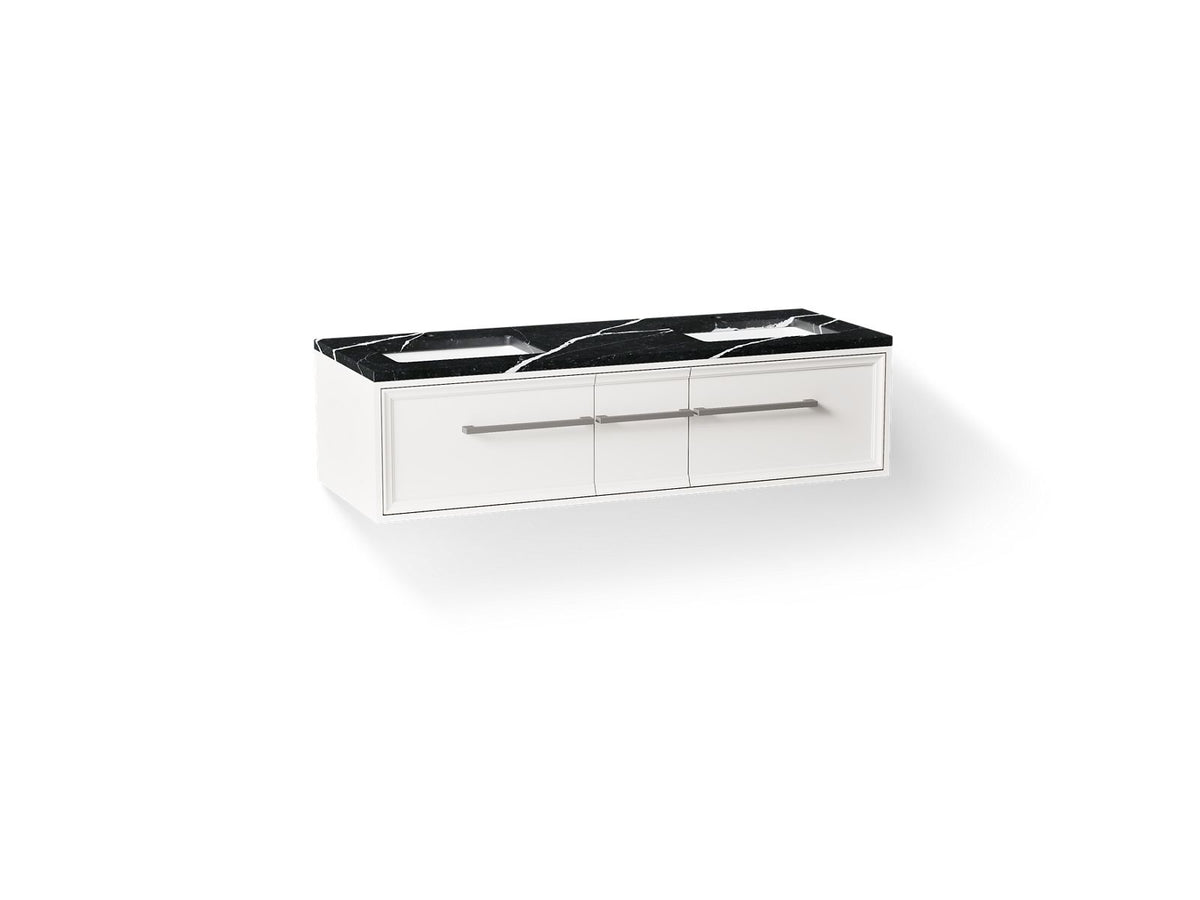 KOHLER K-CM33567-BD23-AEN Lodern 60" Wall-Hung Bathroom Vanity Cabinet With Sinks And Quartz Top - Linen White
