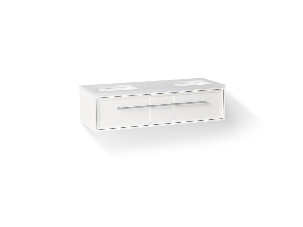 KOHLER K-CM33567-BD23-ATC Lodern 60" Wall-Hung Bathroom Vanity Cabinet With Sinks And Quartz Top - Linen White