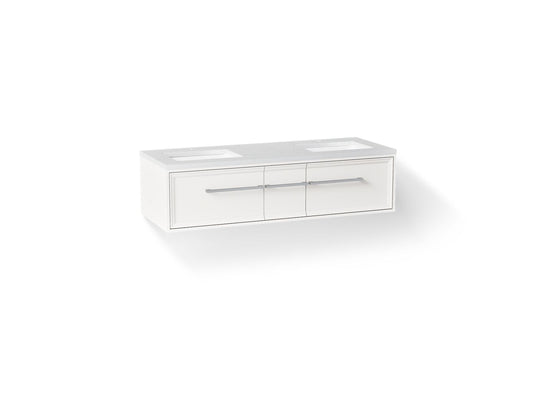 KOHLER K-CM33567-BD23-ATC Lodern 60" wall-hung bathroom vanity cabinet with sinks and quartz top - Linen White
