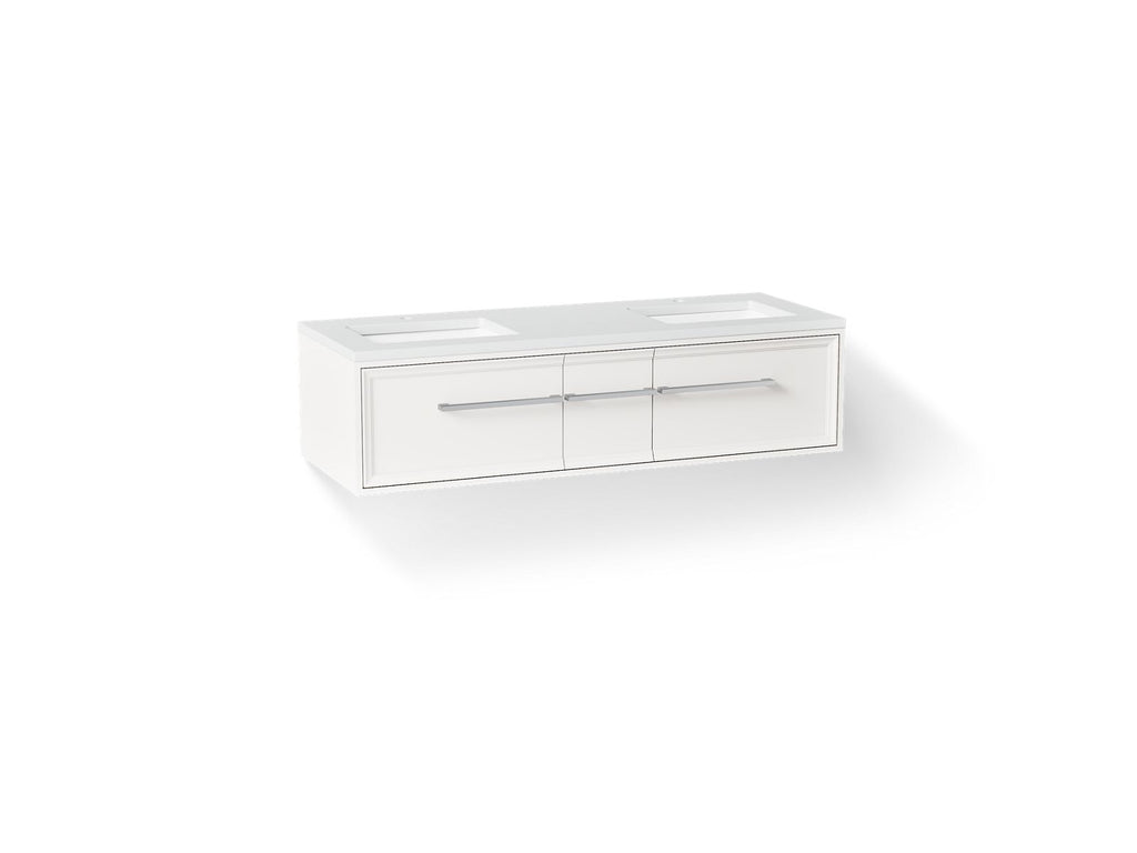 KOHLER K-CM33567-BD23-AWC Lodern 60" Wall-Hung Bathroom Vanity Cabinet With Sinks And Quartz Top - Linen White