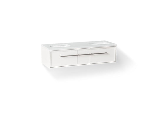 KOHLER K-CM33567-BD23-AWN Lodern 60" wall-hung bathroom vanity cabinet with sinks and quartz top - Linen White