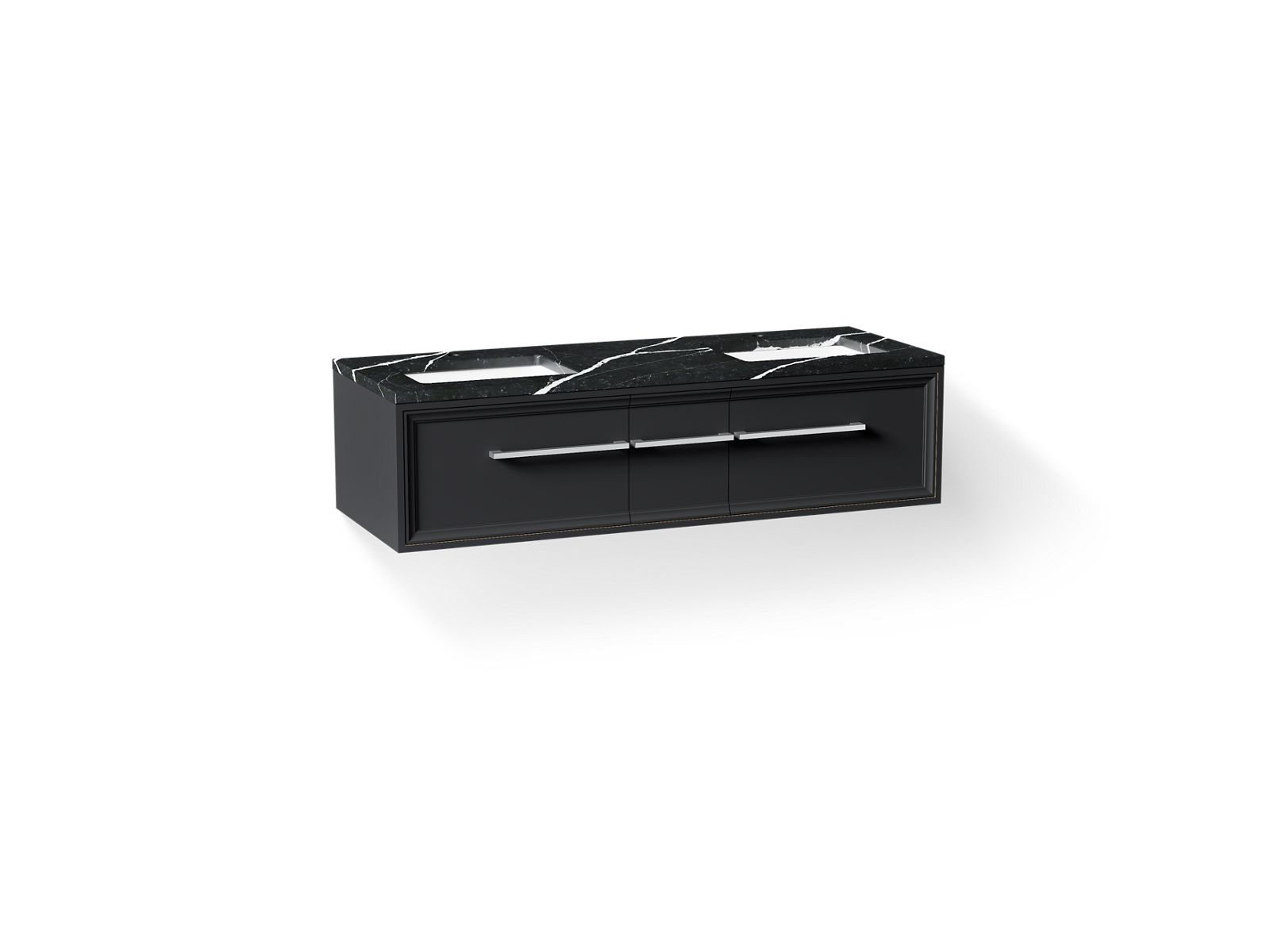 KOHLER K-CM33567-BD23-XEC Lodern 60" Wall-Hung Bathroom Vanity Cabinet With Sinks And Quartz Top - Slate Grey