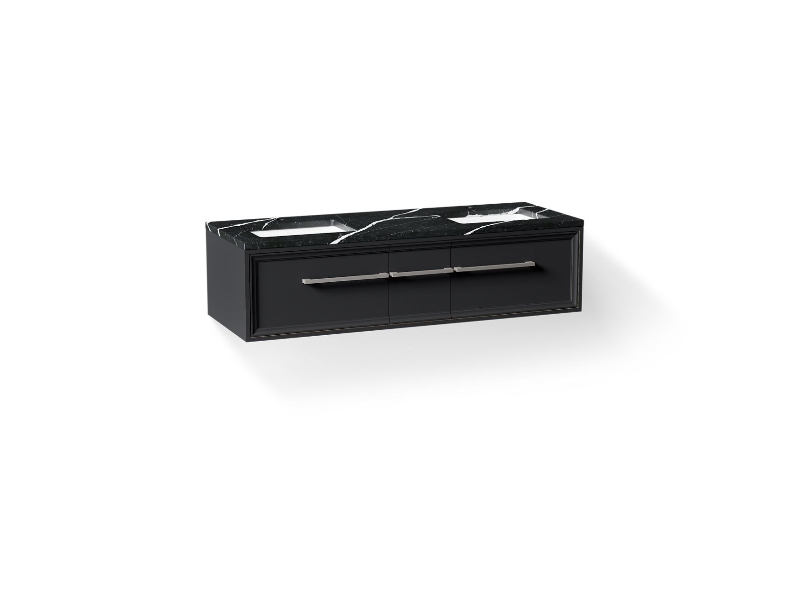 KOHLER K-CM33567-BD23-XEN Lodern 60" Wall-Hung Bathroom Vanity Cabinet With Sinks And Quartz Top - Slate Grey
